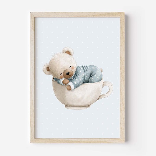 obrazy i plakaty do pokoju dziecięcego Plakat Na Ścianę Dla chłopca Niebieskie misie nr. 8