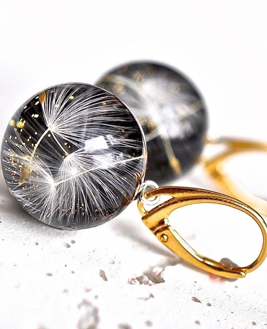 Kolczyki srebrne z nasionami dmuchawca Grol Jewellery