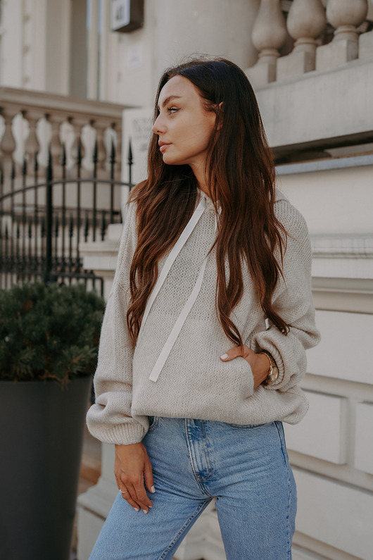 Swetrowa bluza LSG131 -beżowy LEMONIADE