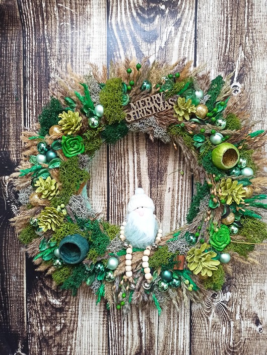 wianki Wianek świąteczny z mikołajkiem, #S5, 45 cm