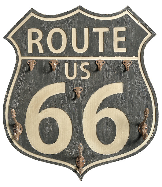 Wieszak, tabliczka Route 66, 52,5x12x60 cm Home Design