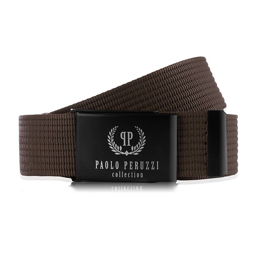 paski męskie BRĄZOWY PASEK PARCIANY DO JEANSÓW PAOLO PERUZZI PW-26-95