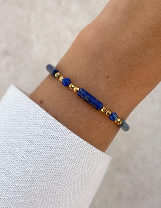 bransoletki z kamieni naturalnych Bransoletka na gumce lapis lazuli z hematytem