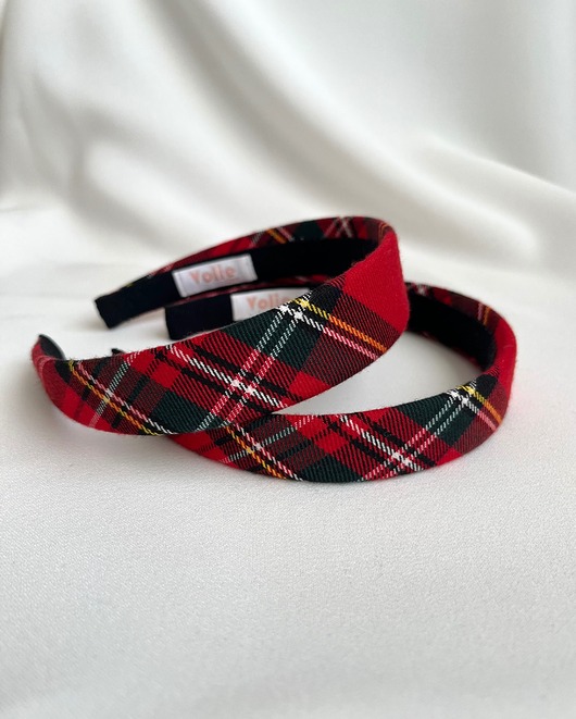 opaski do włosów Opaska w czerwoną kratkę Red Check