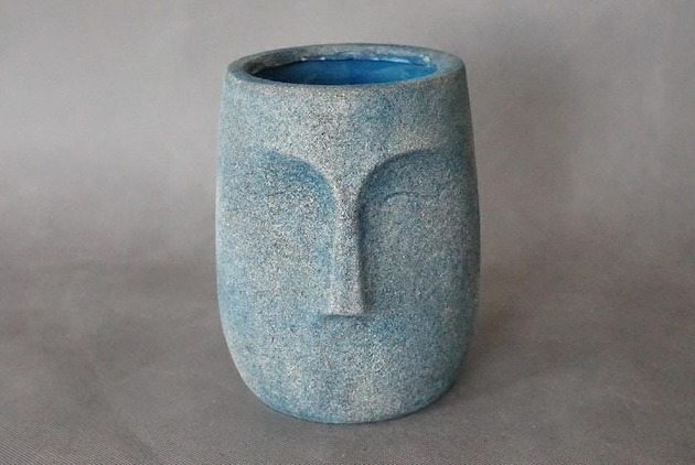 doniczki Doniczka osłonka niebieska Face ceramika 15cm
