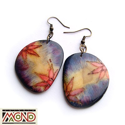 Kolczyki z kolumbijskiej palmy tagua - (K35) Galeria Macondo