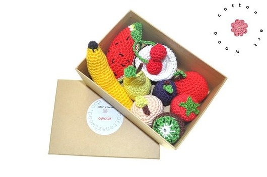 Owoce szydełkowe - owocowy zestaw w pudełeczku Cotton Art Wood