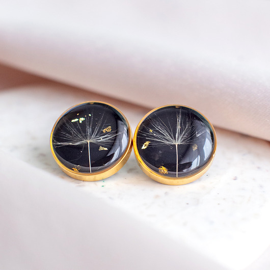 kolczyki z żywicy Kolczyki sztyfty z rzęsek dmuchawca