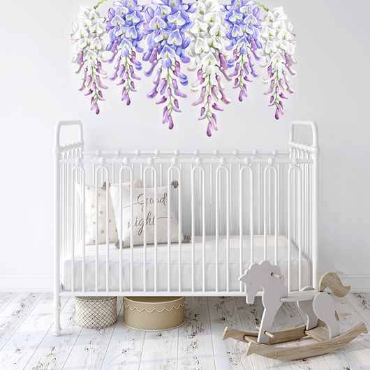 naklejki ścienne do pokoju dziecka GLICYNIA, WISTERIA KWIATY NAKLEJKI na ścianę