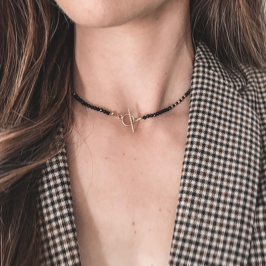 chokery Choker Moon z czarnego turmalinu