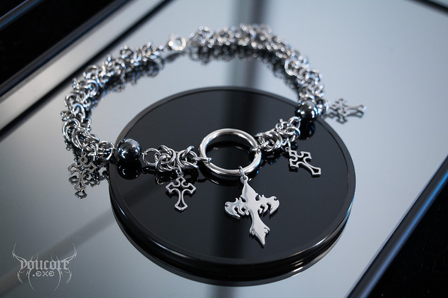 chokery Chain mail goth * Possessed Me* Choker stal nierdzewna