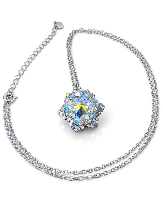 wisiory Błękitny Naszyjnik "Crystal Vitrail Maxima" z Kryształów Preciosa