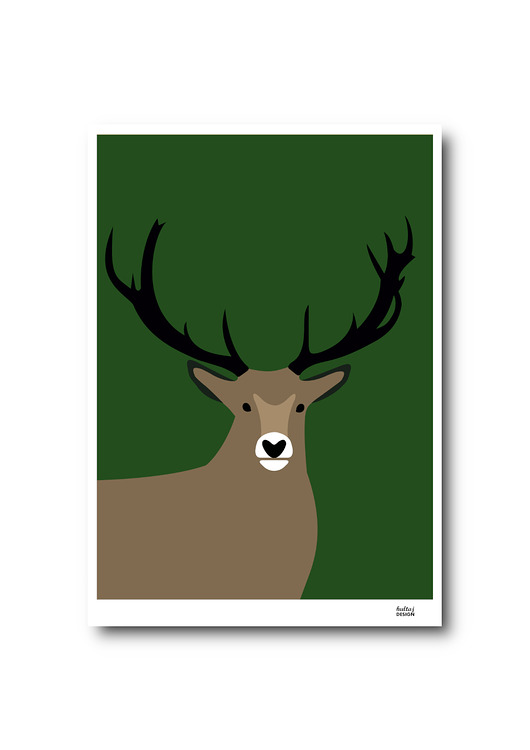 obrazy i plakaty do pokoju dziecięcego Plakat A4 Jeleń zielony
