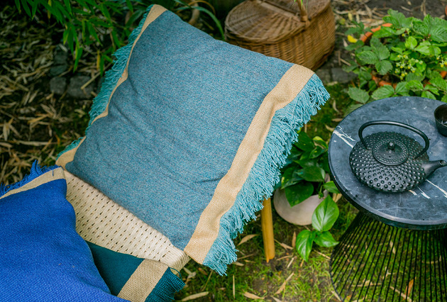 Fringe pillow - light blue The Waste