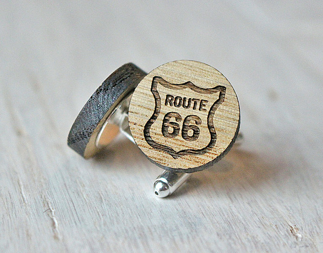 Drewniane spinki do mankietów ROUTE 66 EkoCraft