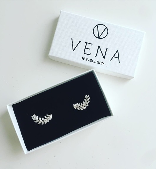 Kolczyki listki z cyrkoniami VENA Jewellery