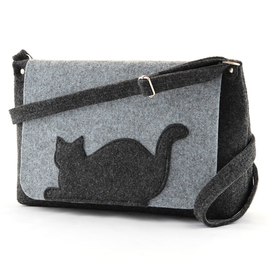 torby na ramię Torebka Filcowa - Nowa Listonoszka z Kotkiem