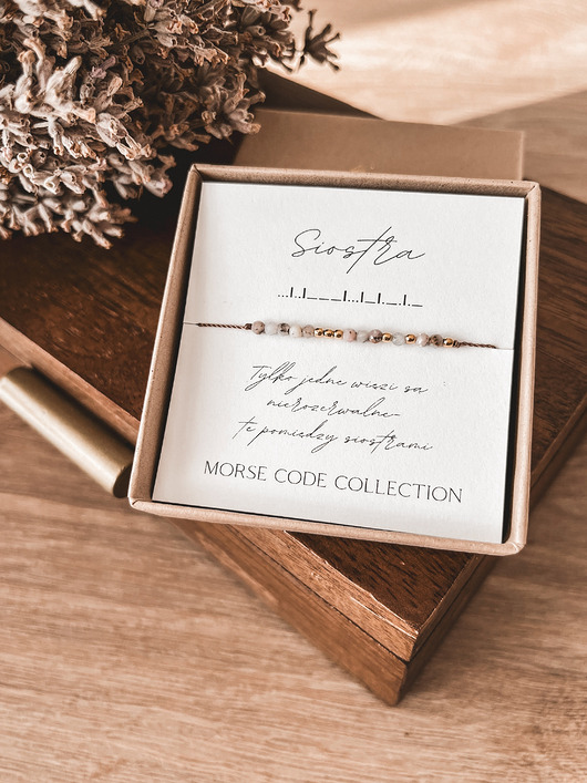 bransoletki z kamieni naturalnych Bransoletka dla Siostry Morse Code Collection