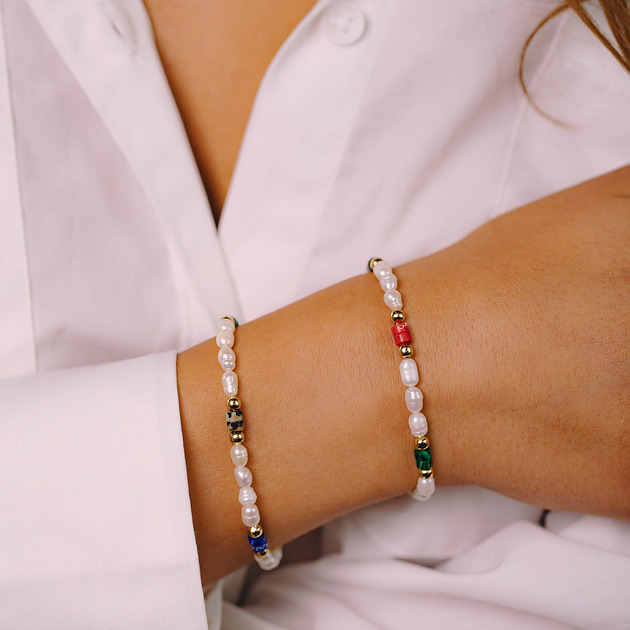 bransoletki z kamieni naturalnych Bransoletka z pereł i jaspisów