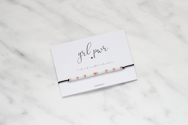 bransoletki na sznurku GRL PWR Morse Code Bracelet