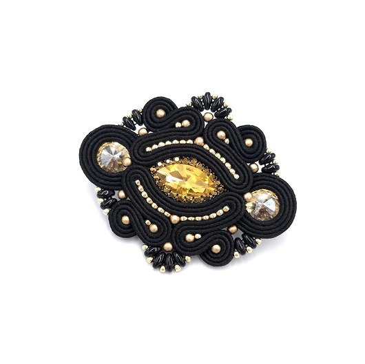 broszki Broszka sutasz złoto czarna Loria klasyczna wieczorowa elegancka