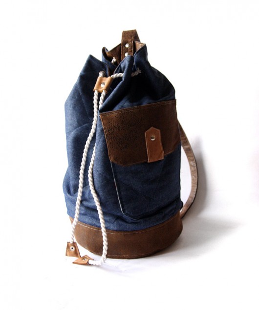  worek plecak - navy blue&gobi&orange dots - elfagado