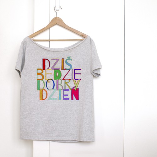 Dobry dzień Krótki szary Oversize ONE MUG A DAY