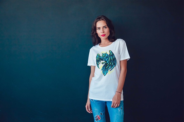 t-shirt damskie Koszulka organiczna z nadrukiem Owl