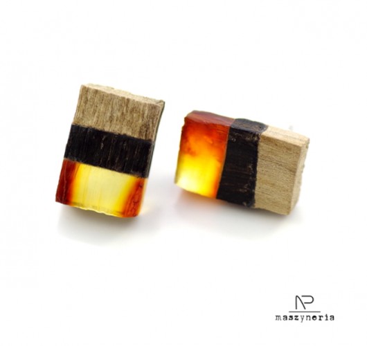 Wood&Amber Kolczyki Dryfowe Maszyneria