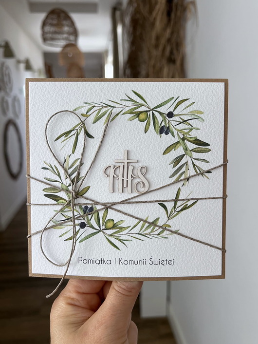 kartki na komunię Kartka na komunię - pamiątka komunii ręcznie robiona