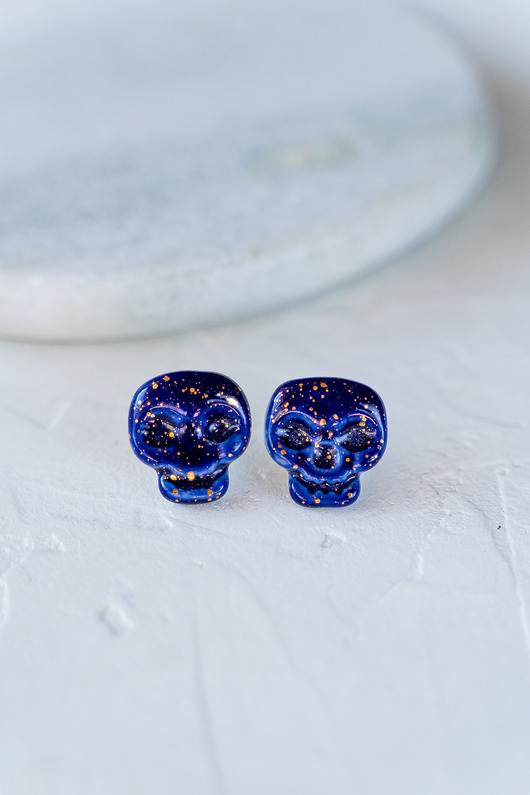 kolczyki ceramiczne Kolczyki porcelanowe SKULL