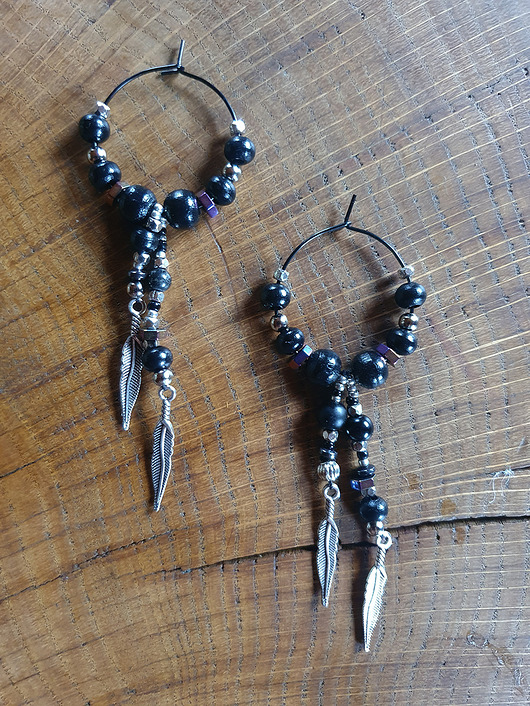 kolczyki z kamieniami Wiszące kolczyki z hematytem