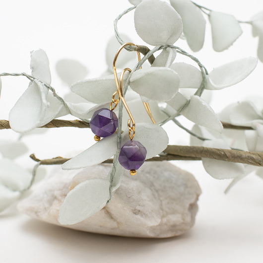 kolczyki pozłacane Kolczyki pozłacane Amira talizman z Ametystem.