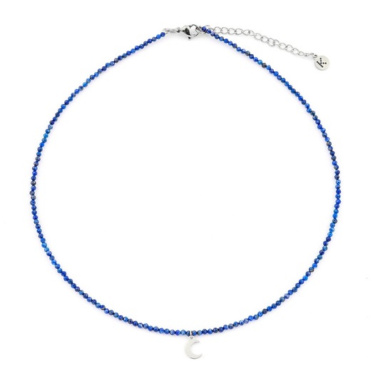 chokery Niebieski Lapis Lazuli - naszyjnik z kamieni naturalnych z zawieszką - srebrna