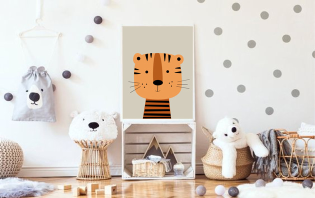 PLAKAT DLA DZIECKA Tygrys ze zwierzakiem black dot studio