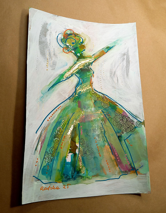 obrazy Kumoszka 17 - akwarela 16x24 cm unikat