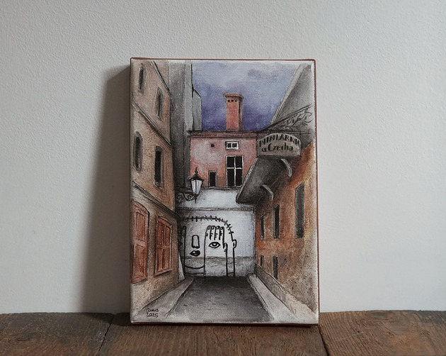 obrazy Obrazek - Cieszyn - 15x21cm - oryginał na płótnie