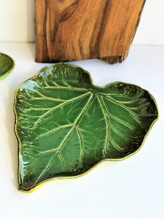 patery i talerze Patera dekoracyjna talerz  ceramiczny LIŚĆ