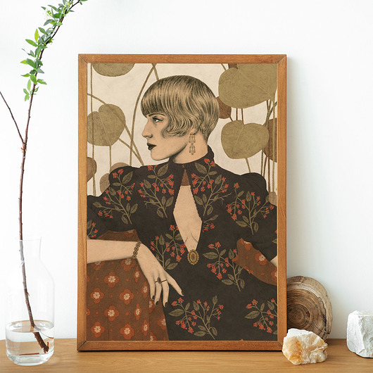 plakaty Kobieta w kwiecistej sukience, kobiecy plakat, ilustracja