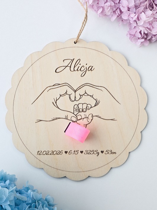 pokój dziecka - różne Tabliczka metryczka na opaskę szpitalną dziecka - personalizowana zawieszka