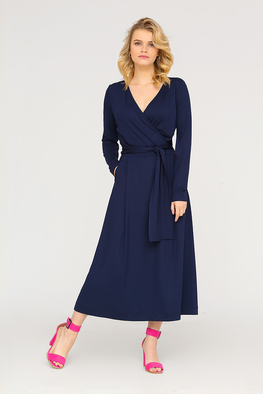 sukienki maxi damskie Sukienka kopertowa CHRISTINA granatowa