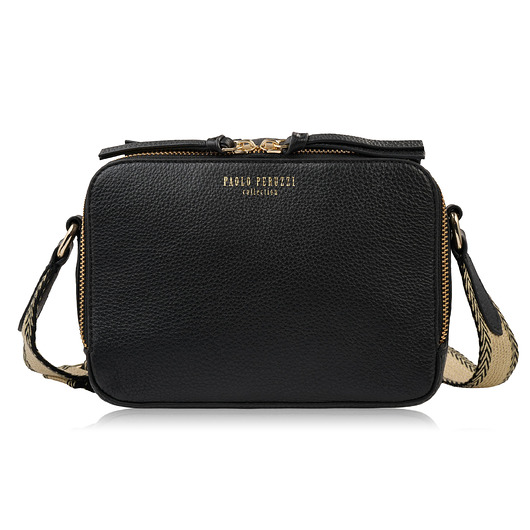 torby na ramię Torebka damska skórzana listonoszka na ramię modna czarna Paolo Peruzzi