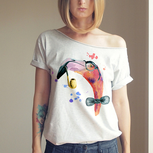 t-shirt damskie Flaming z fajką szary Oversize