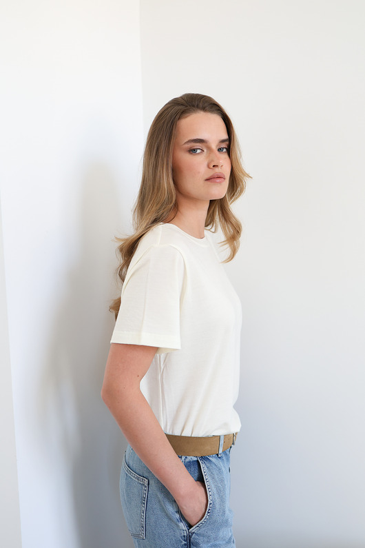 t-shirt damskie T-shirt Close merino kremowy