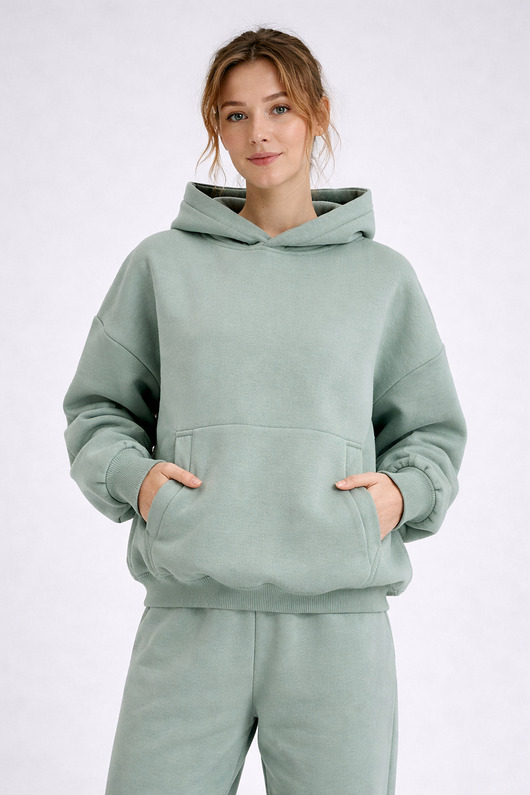 bluza z kapturem damska Bluza - 330 GSM  Szałwia