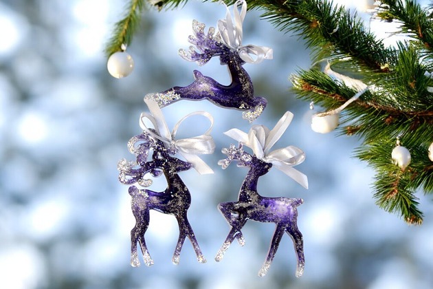 ozdoby choinkowe Renifery fioletowo-srebrne