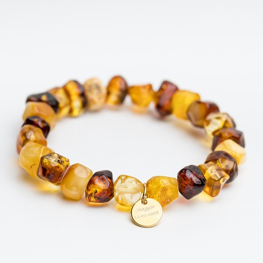 bransoletki z kamieni naturalnych OBCIOSKI Personalizowana bransoletka z bursztynu bałtyckiego