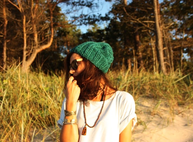 czapki damskie Czapka beanie leśna zieleń