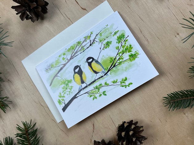 kartki okolicznościowe - wydruki Kartka z sikorkami wydruk