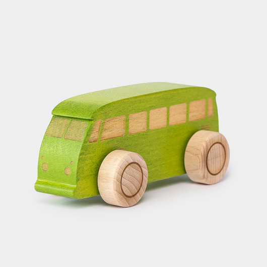 klocki i zabawki drewniane Autko Bus  zielony + personalizacja